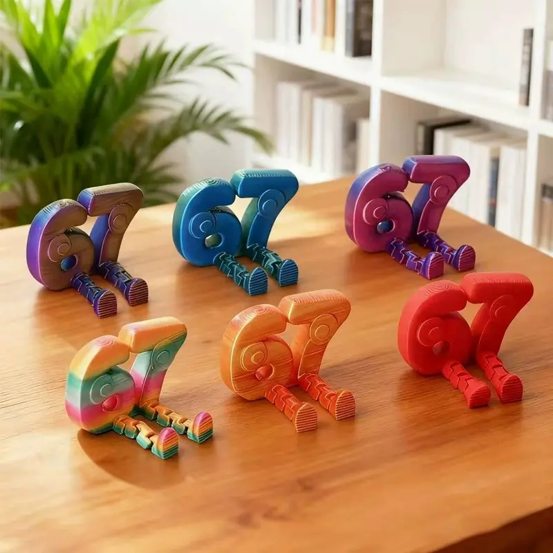 Creative Digital Number 67 Collectible Figurine, Statue Figurines, Collectible Figure Decor, 3D Printed Desk Decoration, Desktop Figurine, Unique Home Office Ornament, Stylish Numerical Display Piece, Compact Size, Digital Theme, Decoration Items