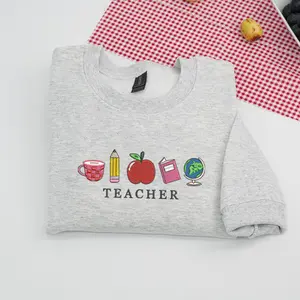 Personalized Teacher Icon Embroidered Sweatshirt | Custom Teacher Crewneck | Back to School Teacher Appreciation Gift