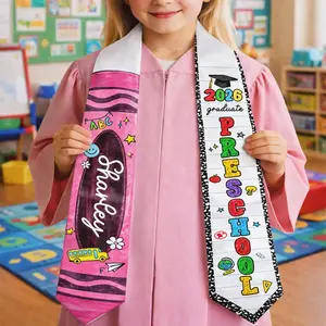Custom Crayon Graduation Stole, Personalized Kindergarten 2026 Sash, Preschool Graduate Stole, Class of 2026 Custom Name Graduation Gift