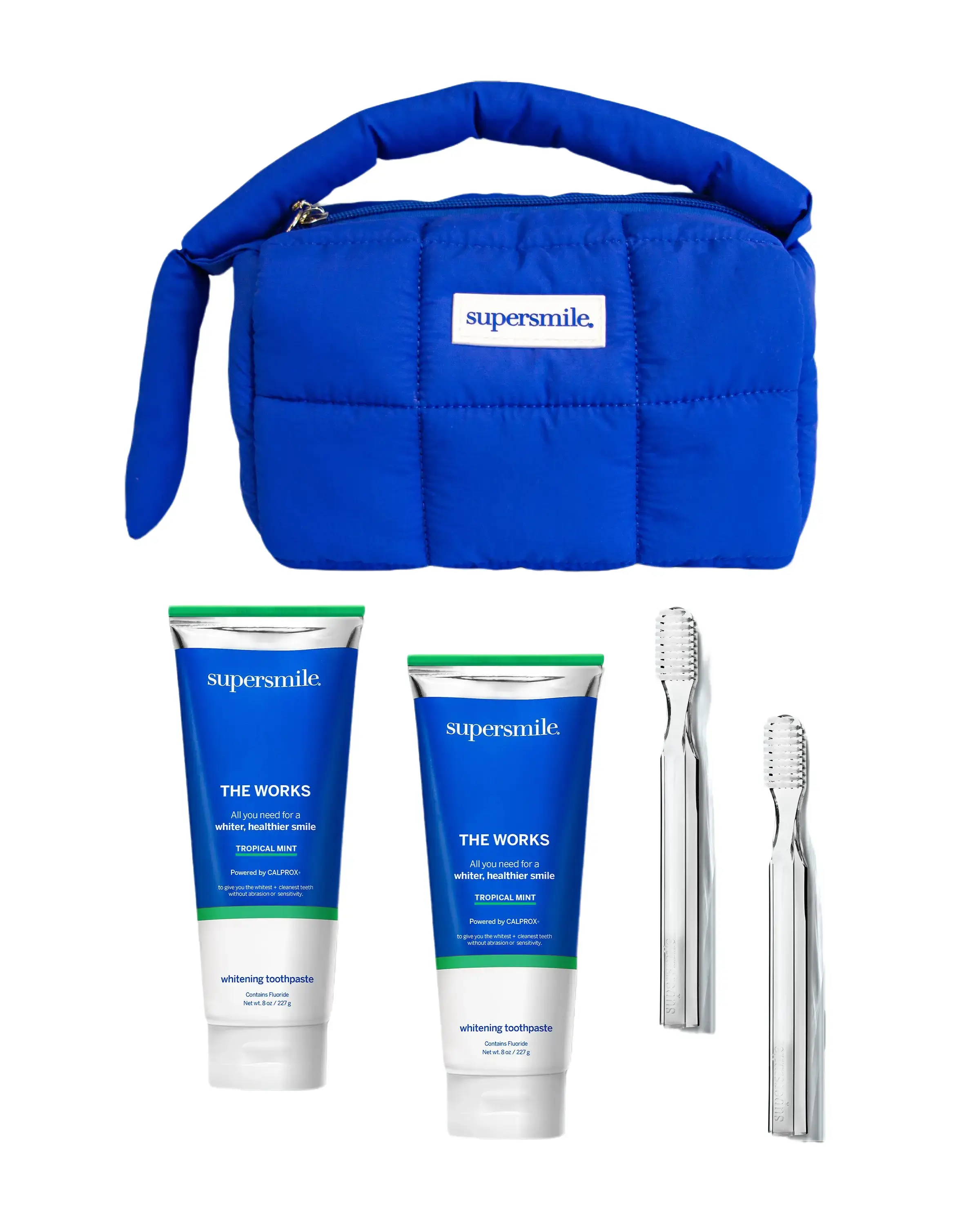 Oral Care The Works Duo on the Go Kit - Tropical Mint, Whitening Toothpaste & Brush Set, Storage, Daily