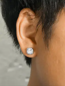 Men's Elegant Artificial Crystal & Rhinestone Decorated Square Stud Earrings (1 Pair), Fashion Jewelry for Party, Daily Clothing Decor, Trendy All-match & Exquisite Jewelry for Birthday Gift, Versatile Earrings, Zircon Stud Earrings, Ear Studs