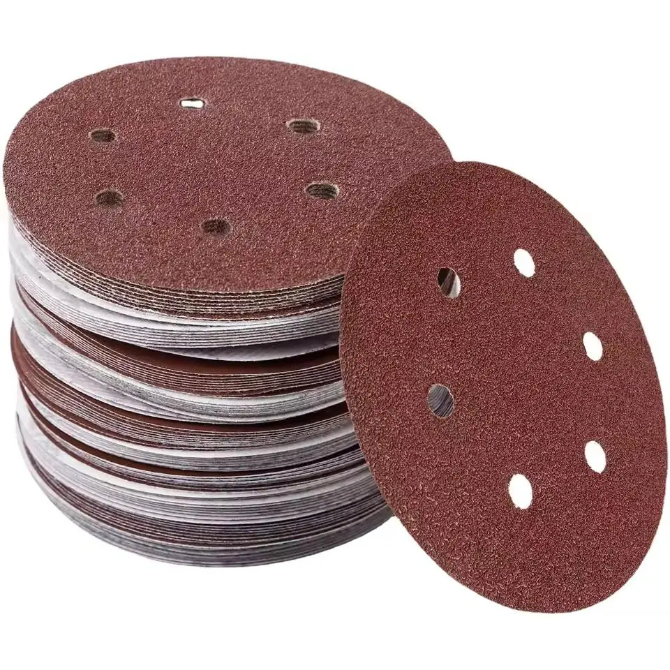 50 count 9 Inch 6 Hole 120 Grit Drywall Sanding Discs - 9" Hook & Loop Oxide Sander Disc Grinding Abrasive Sandpaper for Powe Drywall Sander Furniture Finishing