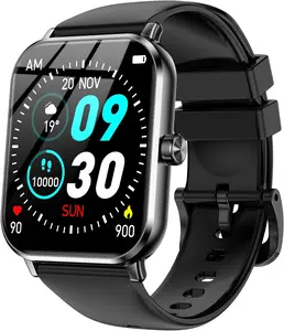 Jacoosa Men's Smartwatch, 1.69-inch HD touchscreen, supports Bluetooth calling, 120+ sports modes, IP68 waterproof, features heart rate and sleep monitoring and timer functions, compatible with Android and iOS (Black) watc strap dual app free case call