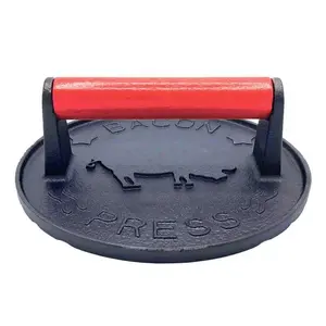 7 Inch Burger Smasher, Patty Smasher, Hamburger Smasher Press, Grill Press, Burger Press, Meat Press, Cast Iron Grill Press, Barbecue Press with Wooden Handle, Kitchen Gadget