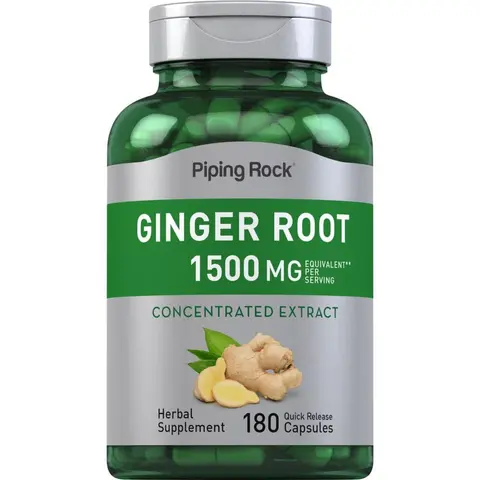 Piping Rock Ginger Root Capsules | 1500 mg | 180 Count | Non-GMO, Gluten Free Supplement