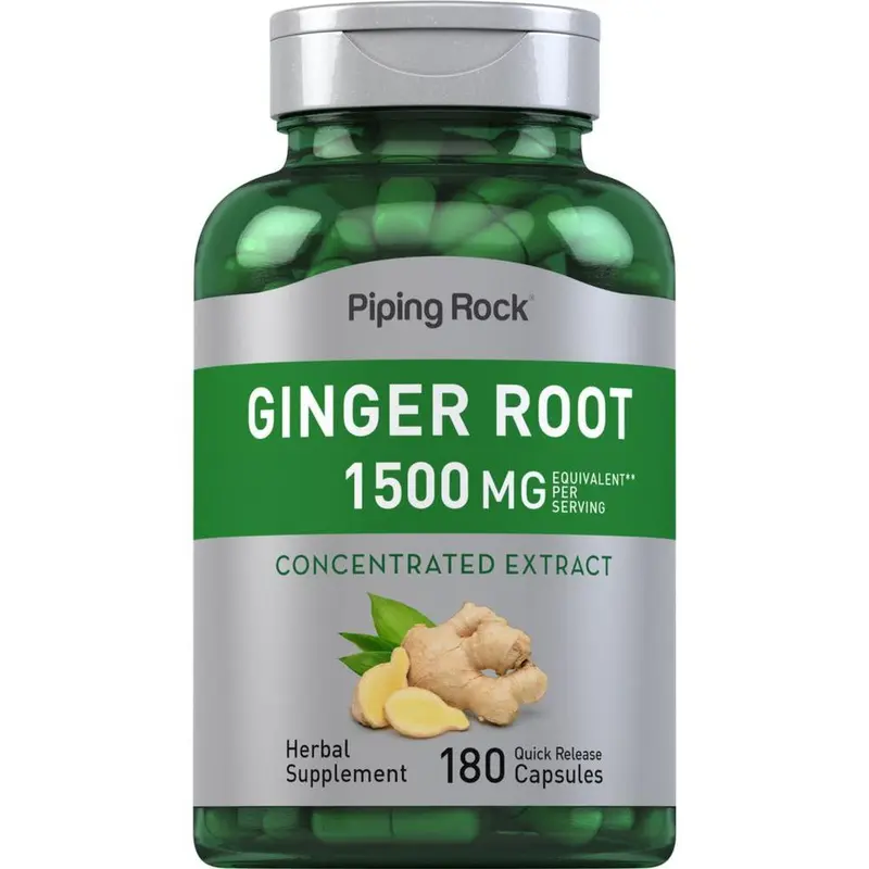 Piping Rock Ginger Root Capsules | 1500 mg | 180 Count | Non-GMO, Gluten Free Supplement