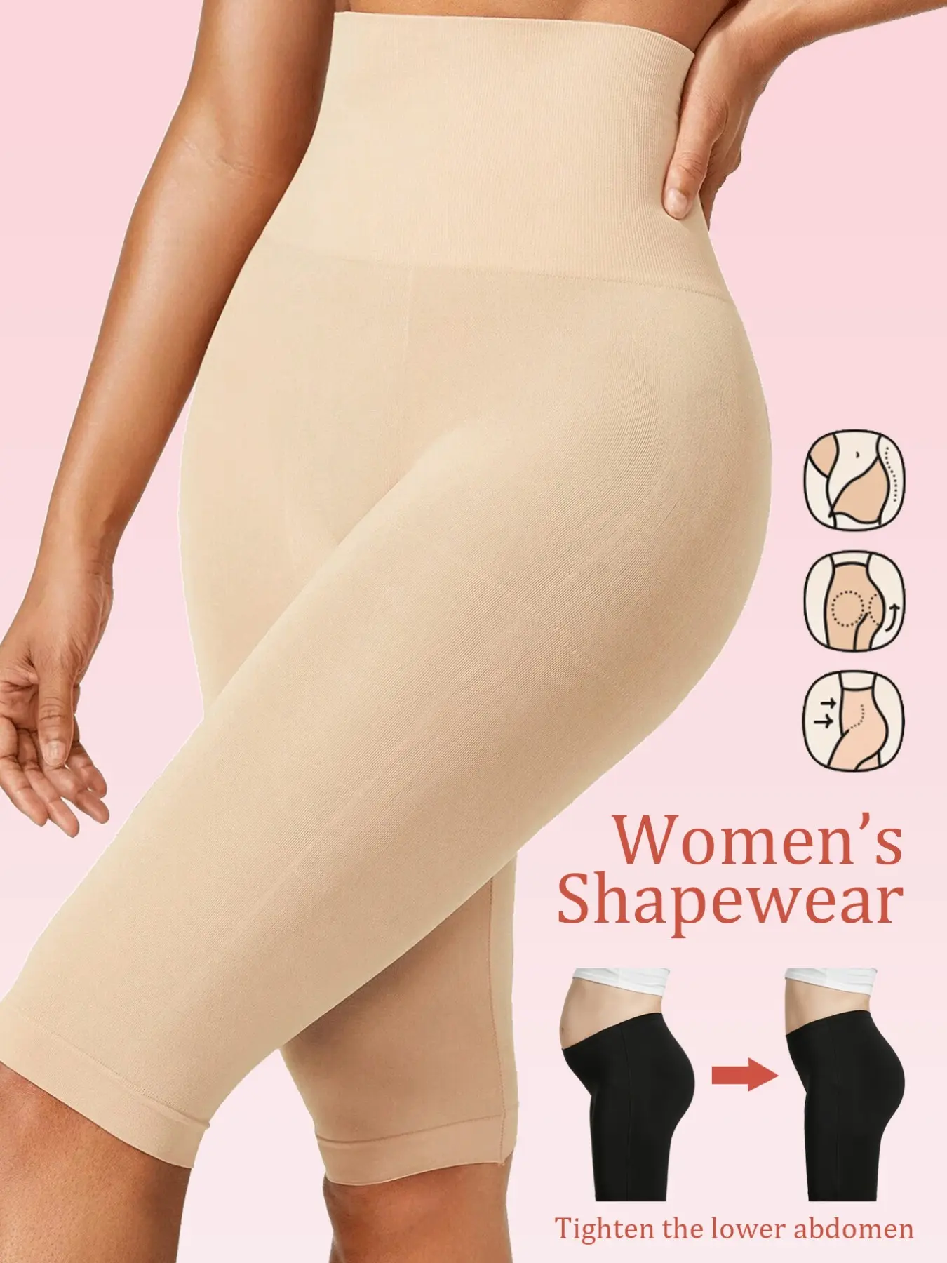 High Waist Thigh Shaper, Shapewear, Strong Tummy Control & Butt Lifting, Multi-Function Slim Waist & Leg Shaping, Seamless Fit No Digging, Breathable Fabric No Stuffiness, Fully Invisible Under Clothes