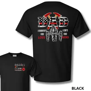 Firefighter Dad T-Shirt, Daddy Is My Hero Fireman Graphic Tee, Patriotic First Responder Shirt Gift for Fathers and Firefighters