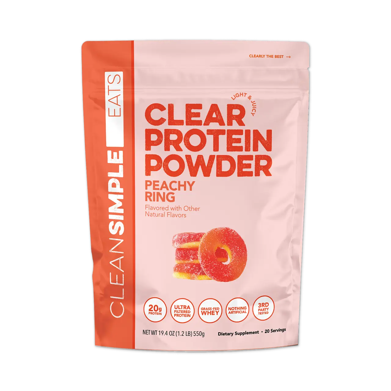 Clear Protein Powder: Peachy Ring (20 Serving) Clear Protein Powder: Peachy Ring (20 Serving)
