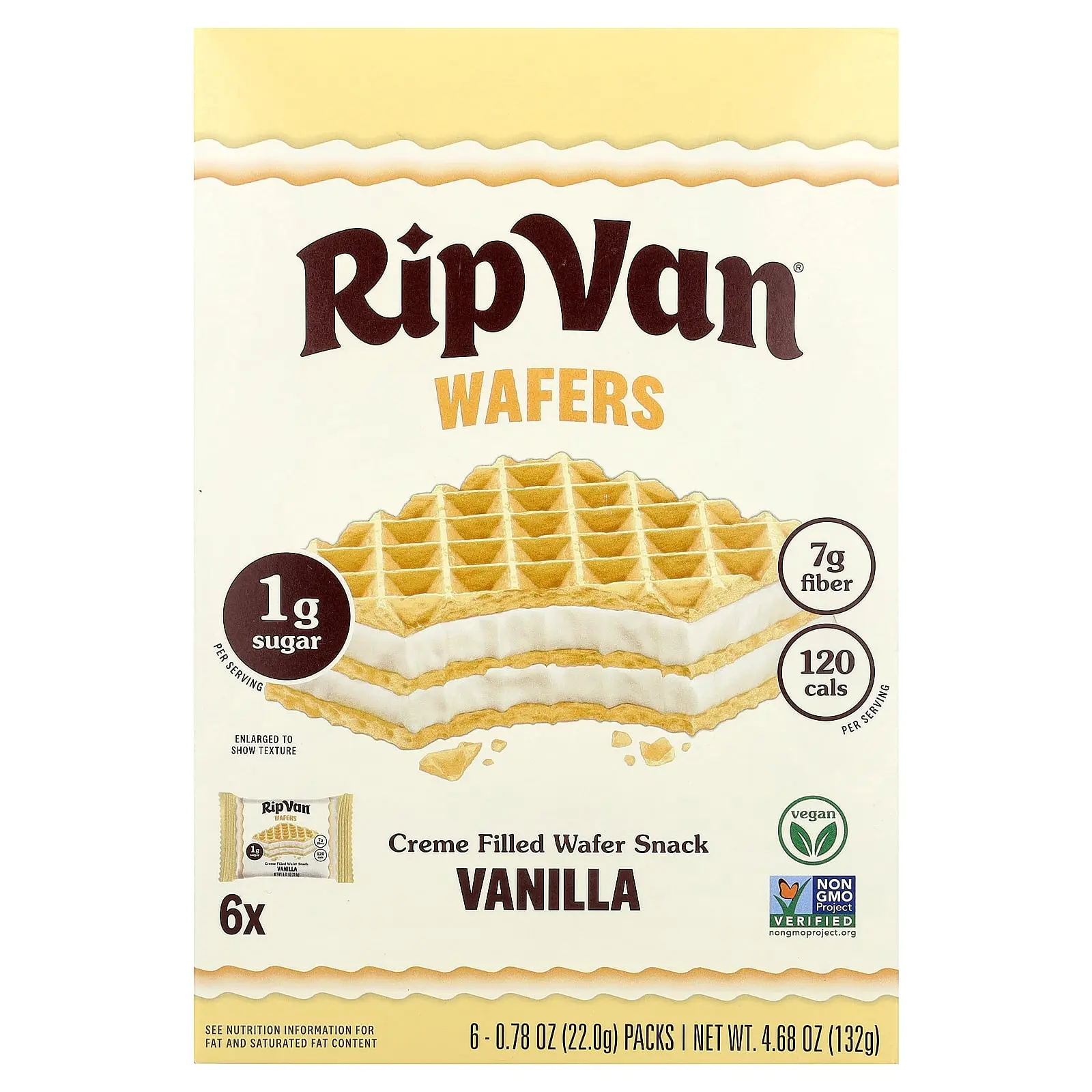 Rip Van Wafels Wafers, Vanilla, 6 Pack, 0.78 oz (22 g) Each