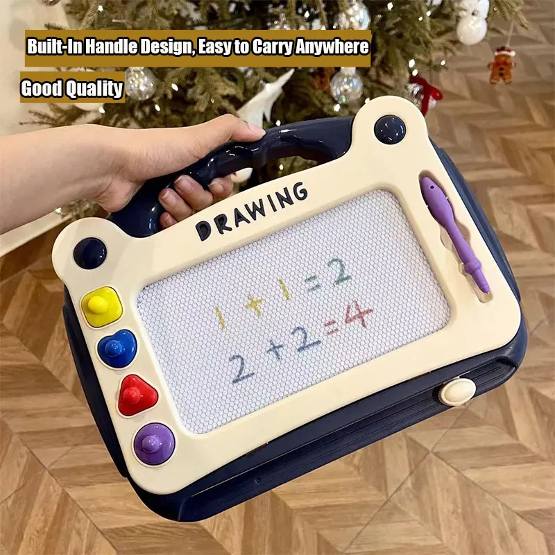 Magnetic Drawing Board for Toddlers, Portable Erasable Doodle Board with Handle & Stamps, Travel-Friendly Educational Toy for Kids Ages 3+, Creative Art Activity