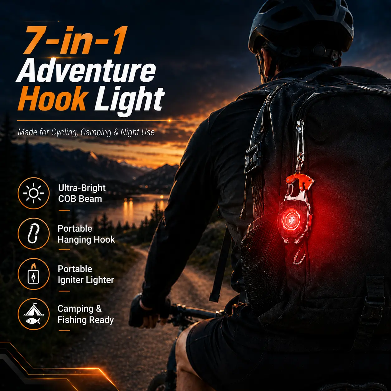 7-in-1 Rechargeable LED Utility Light – Portable Camping & Car Work Light with 6 Lighting Modes, Magnetic Base, Whistle, Screwdrivers, Bottle Opener & USB-C Fast Charging,flood lights,emergency portable lantern,designed for camping and cycling