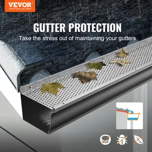 VEVOR Gutter Guard, TikTokShopBlackFriday, 6 inch Width, Aluminum Leaf Filter DIY Gutter Cover, 26 PCS 104 ft Total Length, 0.157'' Hole Diameter & 0.02'' Thick Gutter Guards Fits Any Roof or Gutter Type
