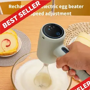 Cordless Electric Handheld Mixer - 3-Speed Rechargeable Portable Egg Beater - Space-Saving Lightweight Mixer for Whipping Cream & Cake Mix - High-Efficiency Wireless Kitchen Tool