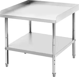 GAOMON Silver 201 Stainless Steel Commercial Work Table, 30x30x30in Grill Workstation with Non - Removable Baffle