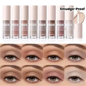 Liquid eyeshadow, 8 matte liquid eyeshadow set, velvet touch, eyeshadow cream, eyeshadow primer, light color, brown, long-lasting, anti-smudge, suitable for daily natural makeup.
