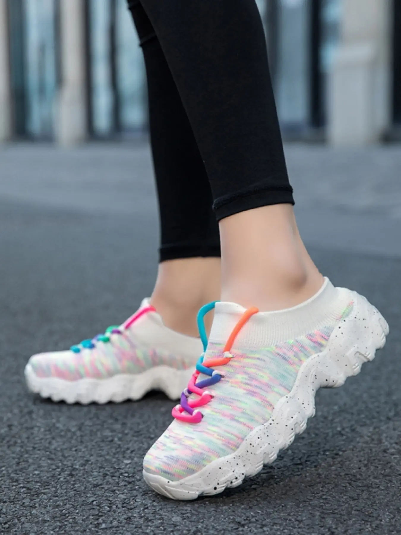 Unisex Stylish Two-wear Walking Shoes, Breathable Fly Knit Upper with Non-slip Texture, Antibacterial and Deodorant for Short-distance Commute