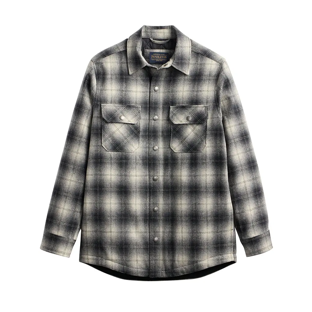 Pendleton Men's Long Sleeve Vintage Diamond Quilts Umatilla CPO Jacket - Charcoal Ombre, Size 26, Nylon-Wool-Polyester Blend, Pocket, Casual Tops, Evening Menswear Coats