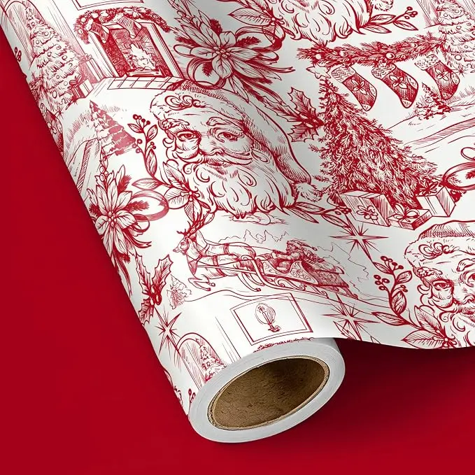 【Buy 2 Get 3 Free】RUSPEPA Christmas Wrapping Paper Collection, Classic Holiday Gift Wrap Rolls with Santa, Christmas Trees, Reindeer & Elegant Floral Designs, Premium Xmas Wrapping Paper for Gifts, Parties & Crafts,17 Inches x 16.4 Feet