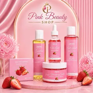Jenn Pink Beauty Shop Juicy Strawberry Secret & Kate Pink Collection - Sets 1000g Feminine wash, Serum, scrub ,soap ,body oil