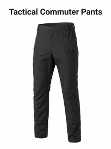 Men's Multifunctional Tactical Work Pants, Bottom Pants, Fitted Plain, Durable Non-Elastic Fabric, Casual Non Stretch, Zipper Pockets, Ideal for Outdoor Hiking and Casual Wear