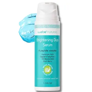 Webe Naturals Brightening Duo Luxury Snail Mucin Serum 1.7oz  4 Peptides + Copper Peptide + Niacinamide for Advanced Firming, Even Tone & Radiance | High Performance Anti Aging Formula to Smooth Texture & Restore Youthful Glow Radiant Skin Repair Daily