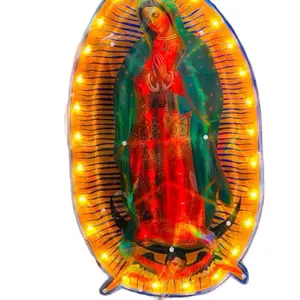Virgin of Guadalupe with Lights - Religious Decor for Catholicism - Control for Light Patterns - Ideal for Home and Church Decor Hanging Cross Ornament