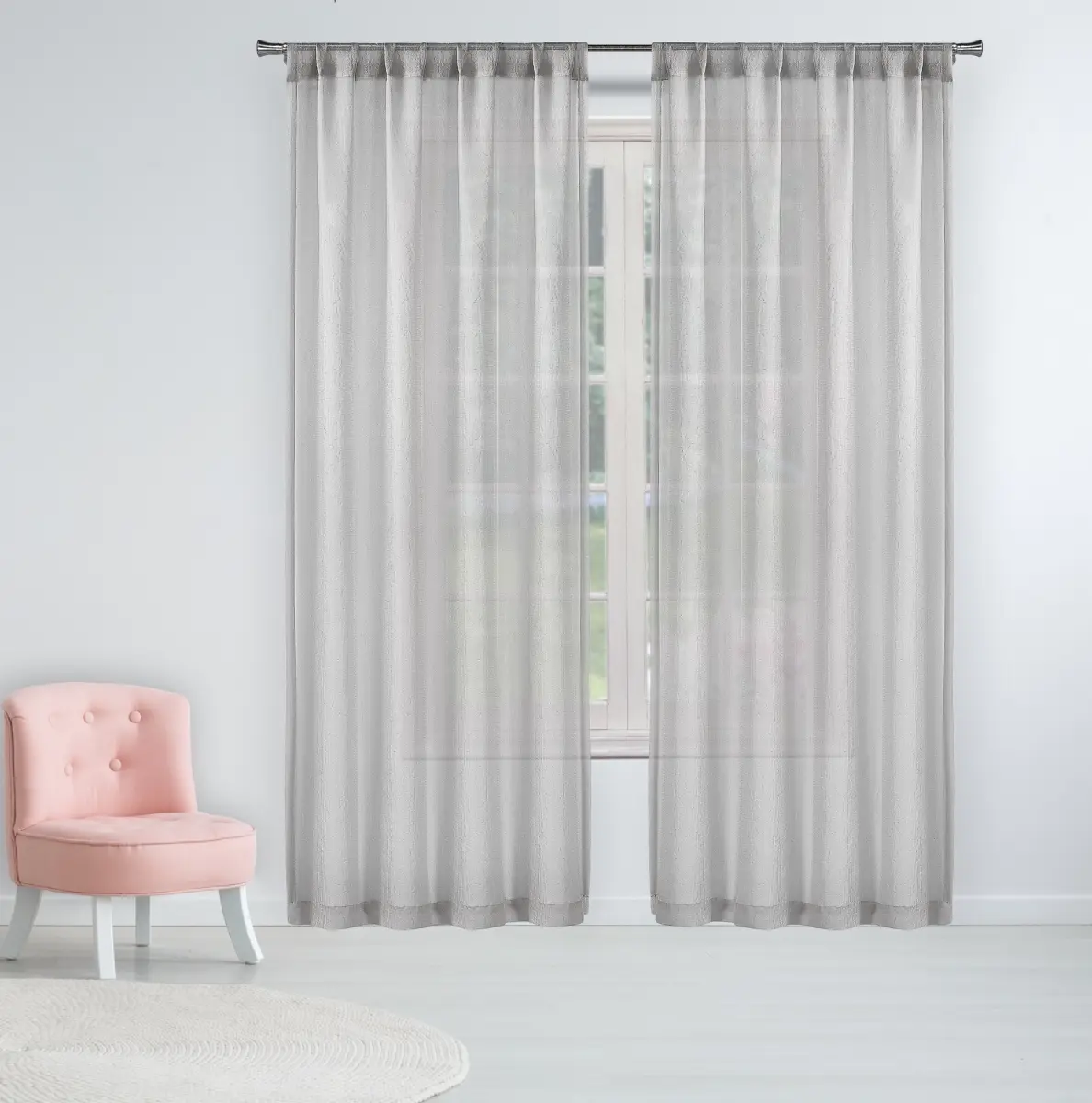 Home Textile ALLY 15633D-12 84 in. Allyson Fire Retardant Window Curtain Panel Pair - Light Gray