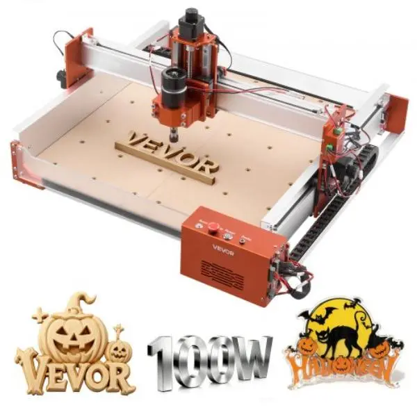 Vevor SKDKJ4040CM6JOPRU001V1 CNC Router Machine - 100W Spindle - 3-Axis Wood Engraving Milling Machine - 15.75 x 15.75 x 3.74 in. Working Area - Aluminum Alloy Structure