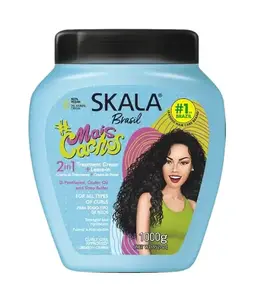 Skala Mais Cachos 2-in-1 Curly Hair Cream, Deep Hydrating Treatment & Leave-In with Castor Oil & Shea Butter for Frizz Control & Curl Definition, Vegan, 1000g (35.2 oz), Hydrate, Moisture