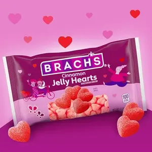 Brach's Cinnamon Jelly Hearts, Valentine’s Day Candy, Classic Gummy Candy, Valentine's Red Cinnamon Hearts, 12 oz Bag