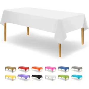 Party Dimensions White Disposable Plastic Tablecloth for Rectangle Tables (12 Pack) Table Cloths for Parties, Events & Weddings, Indoors Outdoors, 54 x 108 inches, Plastic Table Cover