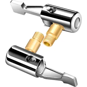 2-piece set of locking-type tire inflator hose adapters, metal locking-type tire valves, with standard tire valve threads, leak-proof tire inflator hose nozzle, suitable for portable tire pumps/air compressors