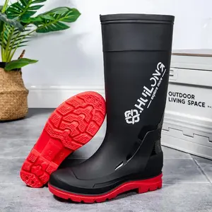 Women's high waterproof boots - non-slip durable PVC soles, comfortable canvas insole, slip-on design, suitable for fishing, hiking and outdoor adventures, black, hiking boots | stylish boot design |PVC waterproof boots