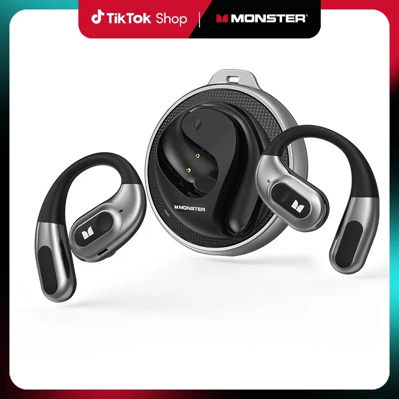 The MONSTER AC330 wireless headphones feature a rotating metal housing and an open-ear design. They offer a long 32-hour battery life and support HD calls, making them ideal for sports and office use.