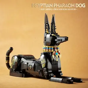 Egyptian Pharaoh Dog Mech Building Blocks Toy, 1200+ Pieces, Mechanical Handmade Toy, Boy/girl Birthday Gift, Holiday Gift, Desktop Decoration