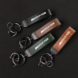 Genuine Leather Car Logo Keychain Key Chain Ring Stylish Keychain Heavy Duty Keychain For Mercedes benz AMG C E S GLE CLC Class W204 W203 W205 W124 W221 W213 W212