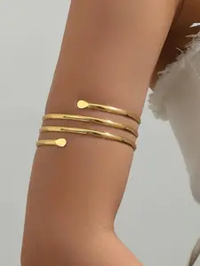 Adjustable Vintage Multi-Layer Metal Arm Ring, Simple Teardrop Open Upper Arm Bracelet, Fashion Smooth Metal Arm Band