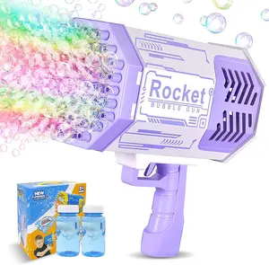 69-Hole Bubble Gun with FlashLight/Bubble Solution, Big Rocket Launcher Bubble Machine Bubble Blower Bubble Maker Bazooka Bubble Gun Kids