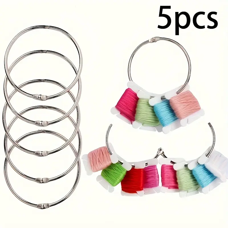 5PCS Sleek Silvery, Winder Rings Thread Organizer DIY Embroidery Thread Bobbins Storage Ring Cross-Stitch Card Thread Holder Sewing Accessories, Sewing Storage, Sewing Supplies, Sewing Tools Crafts Sewing Accessories And Supplies