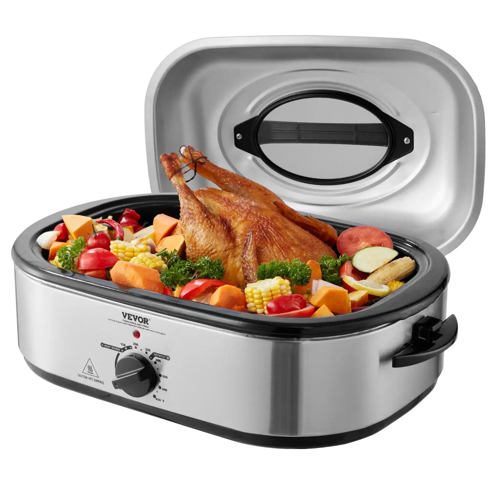 【Summerfinds】VEVOR Electric Roaster Oven,18 QT Turkey Roaster Oven with Self-Basting Lid1450W Roaster Oven with Defrost & Warm FunctionAdjustable TemperatureRemovable Pan & RackFits Turkeys Up to 22LBS