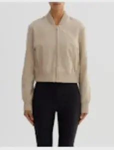 Lamarque Greer Linen Bomber Jacket in Beige