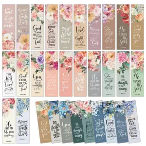 30 Inspirational Bible Verse Floral Designs Decorative Bookmarks, Book Markers, Religious Faith Book Lovers, Christian Prayer Bookmark Gifts, DIY Art Craft Supplies