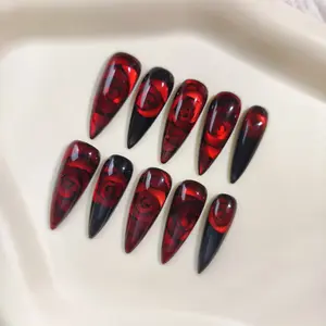 Promake Rose Cat Eye Luxury Handmade 33MM Press On Nails, Customized with Art Designs & Care Tools, Long-Lasting S-XL Size Premium Ready-to-Gift Set (Custom Order Confirmation Required), Customized Nails
