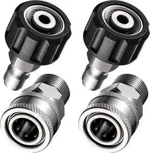 Washer Adapter Set, 4 Pack Stainless Steel Quick Connect Disconnect Kits, M22 14mm Swivel to 3/8" Quick Connect