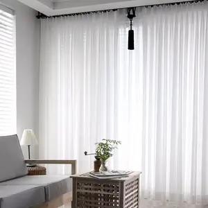Modern French Style Sheer Curtains, Floor-Length Window Drapes, Light Luxury Living Room Bedroom Curtains, Transparent Sunlight Blocking, Home Decoration Curtain