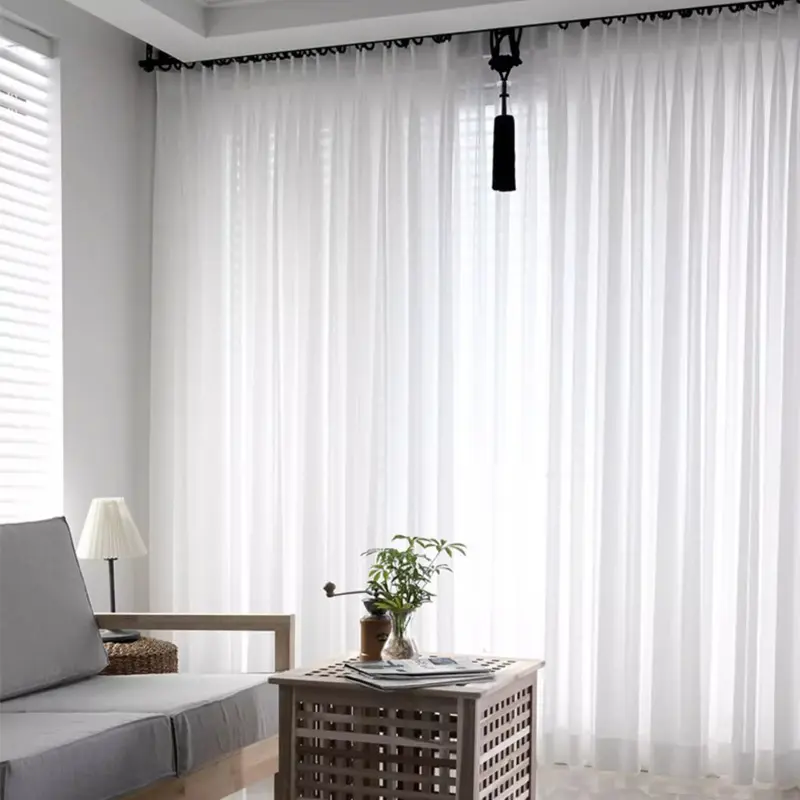 Modern French Style Sheer Curtains, Floor-Length Window Drapes, Light Luxury Living Room Bedroom Curtains, Transparent Sunlight Blocking, Home Decoration Curtain, Home Decorative Curtain