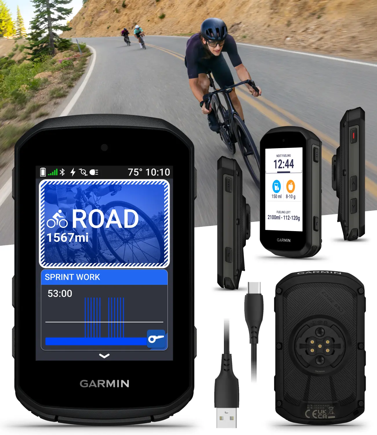 Garmin Edge 550 GPS Cycling Computer - Color Display, Button Controls, Preloaded Local Maps, Advanced Training Monitor Features, Rechargeable Electronic Device (010-03022-00) w/ Wearable4U Android-Compatible Bundle