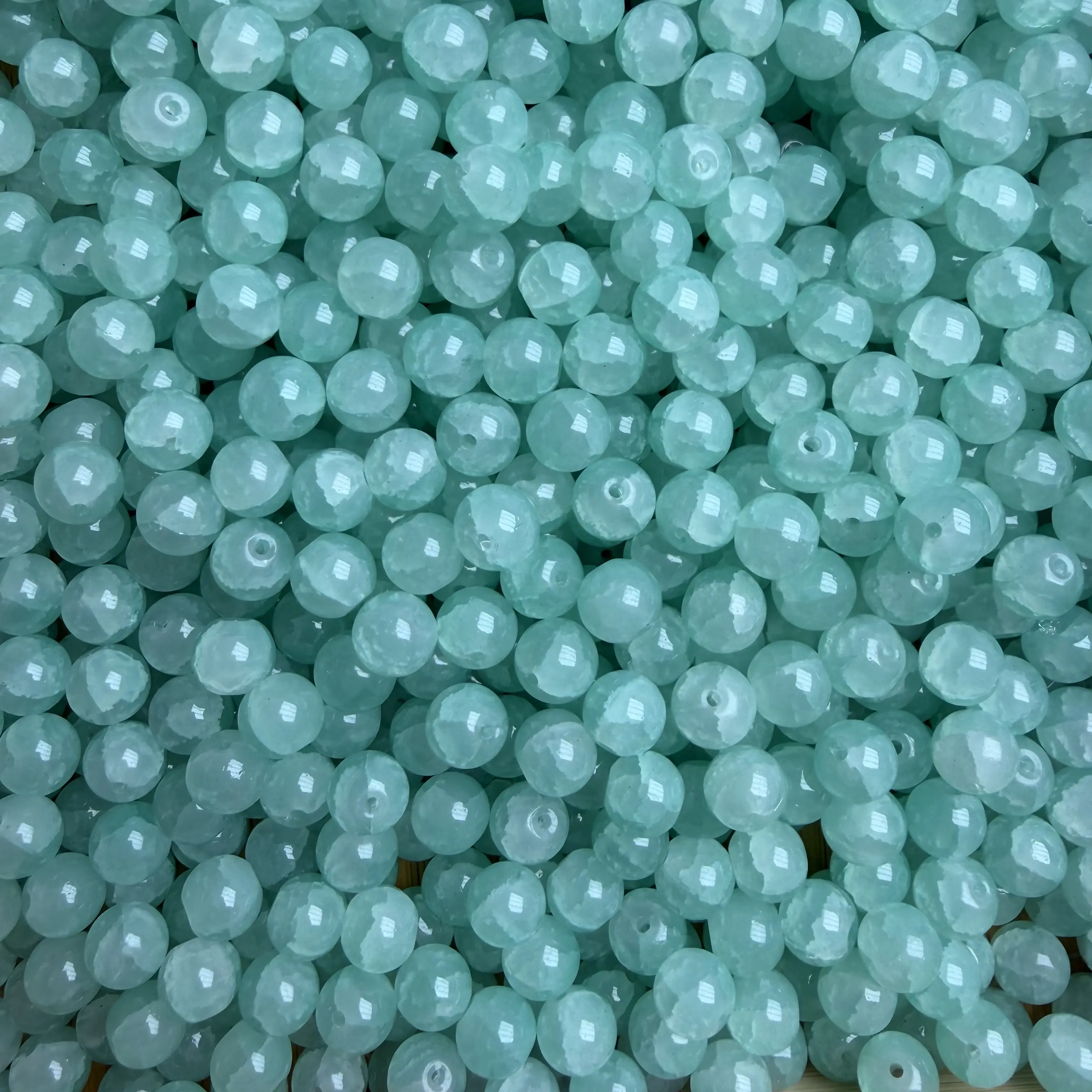 [B08]10mm Teal Crackle Bead 50ml