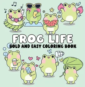 Page Publications Frog Life Coloring Book (Paperback) - Bold Designs, Charming Frogs, Markers-Friendly, Lily Pads & Sunny Days Scenarios, Markers Compatible, Relaxing Creative Experience, Stress Relief